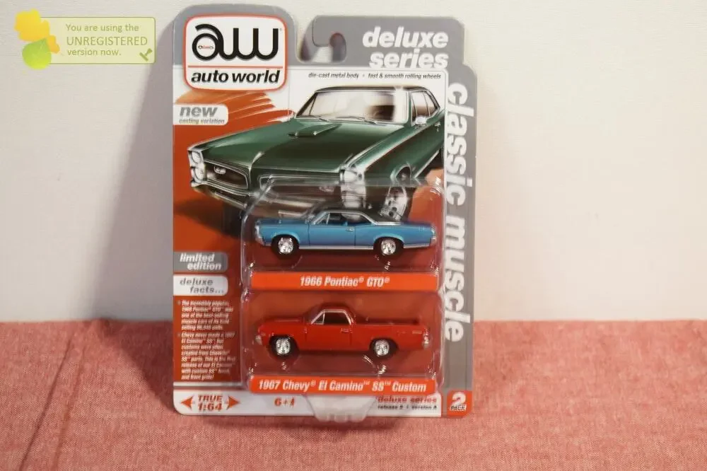 Auto World Deluxe 1967 Chevy El Camino SS & 1966 Pontiac GTO 1:64 Scale